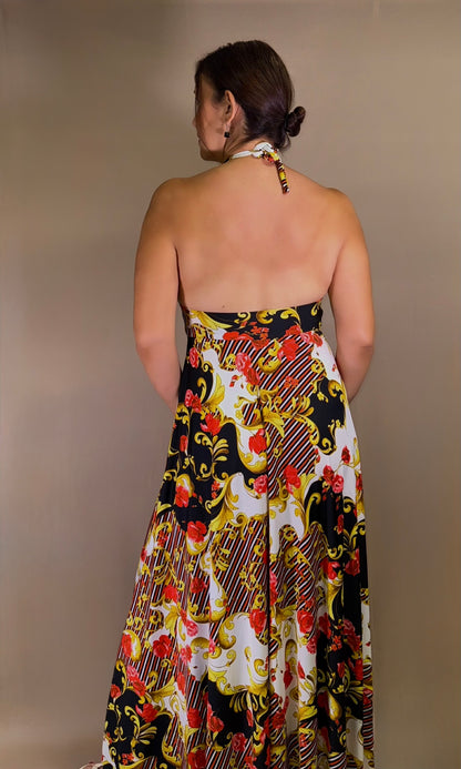 GOLD long halter dress