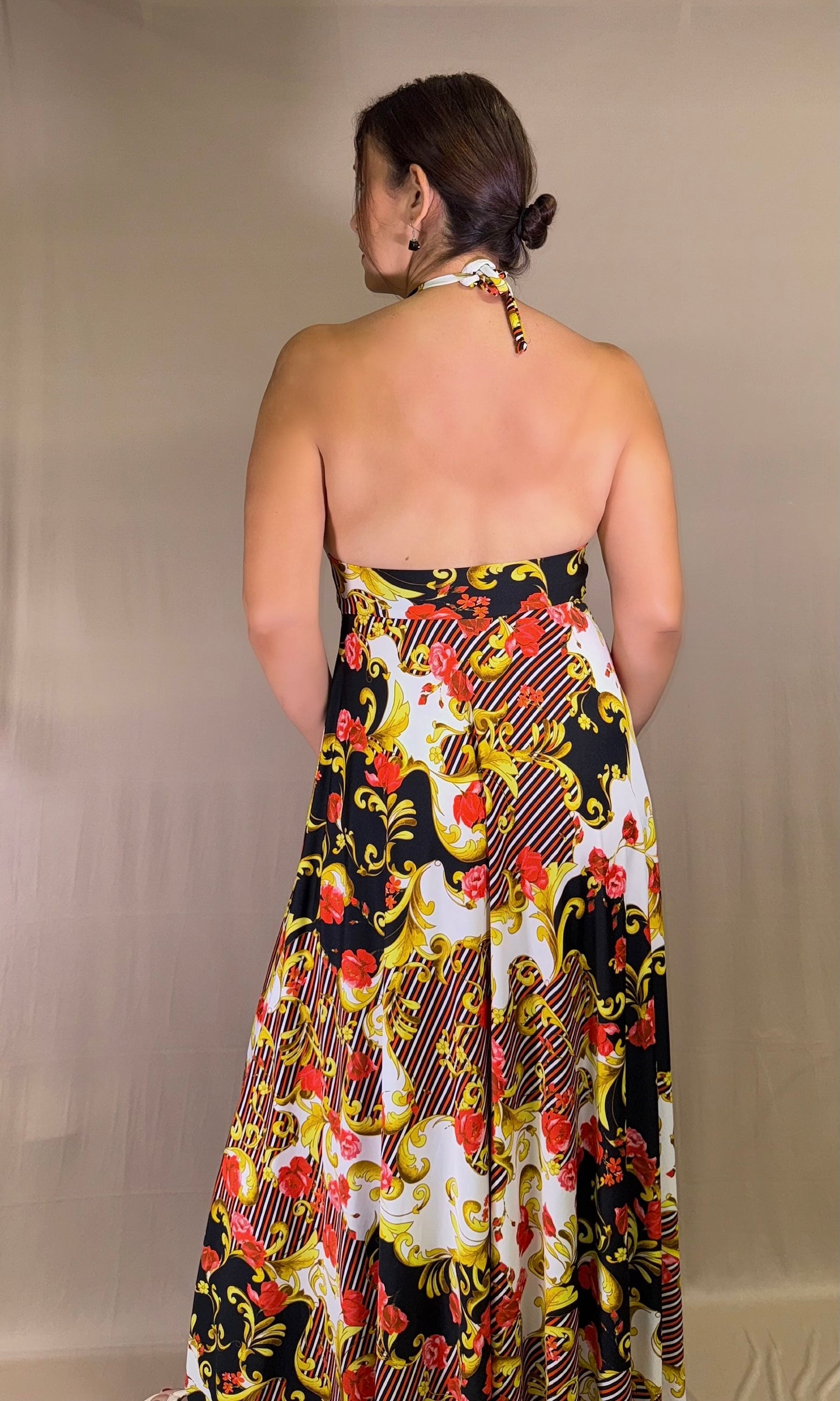 GOLD vestido largo halter