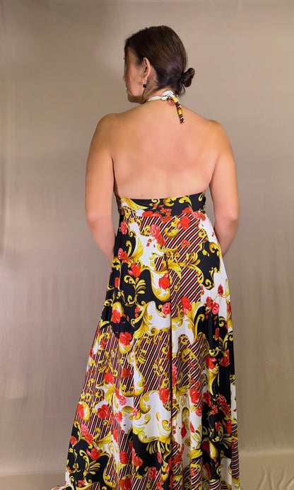 GOLD vestido largo halter