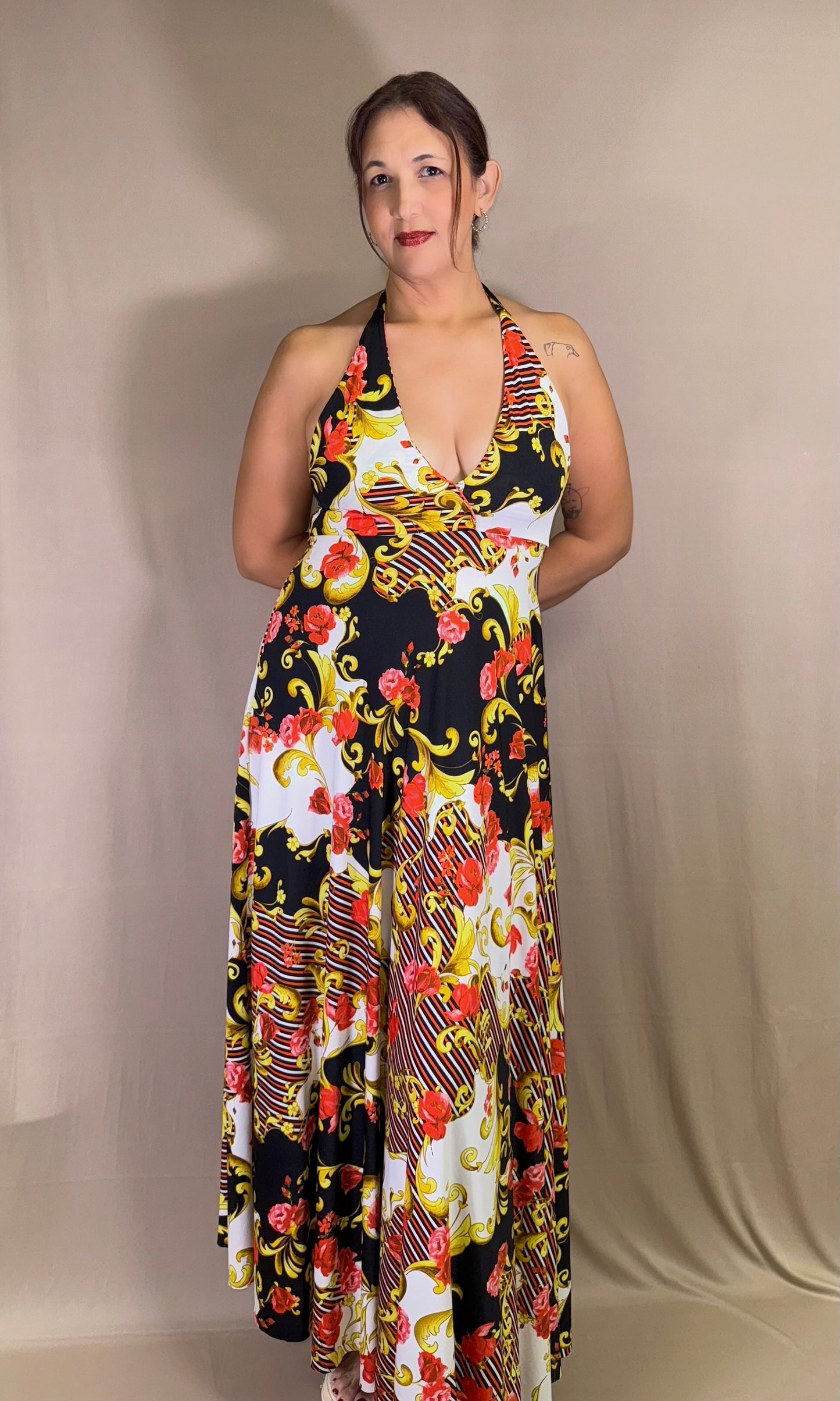 GOLD vestido largo halter