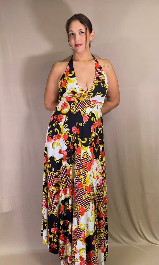 GOLD vestido largo halter