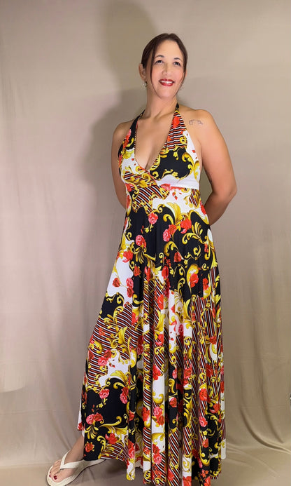 GOLD vestido largo halter