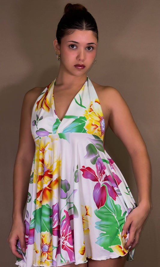 FLORA short halter dress