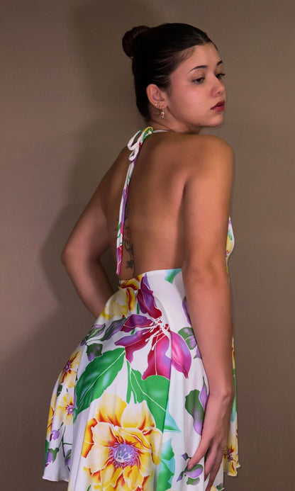 FLORA short halter dress